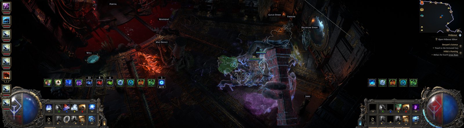 Ultrawide Path of Exile 2 couch co-op gameplay
